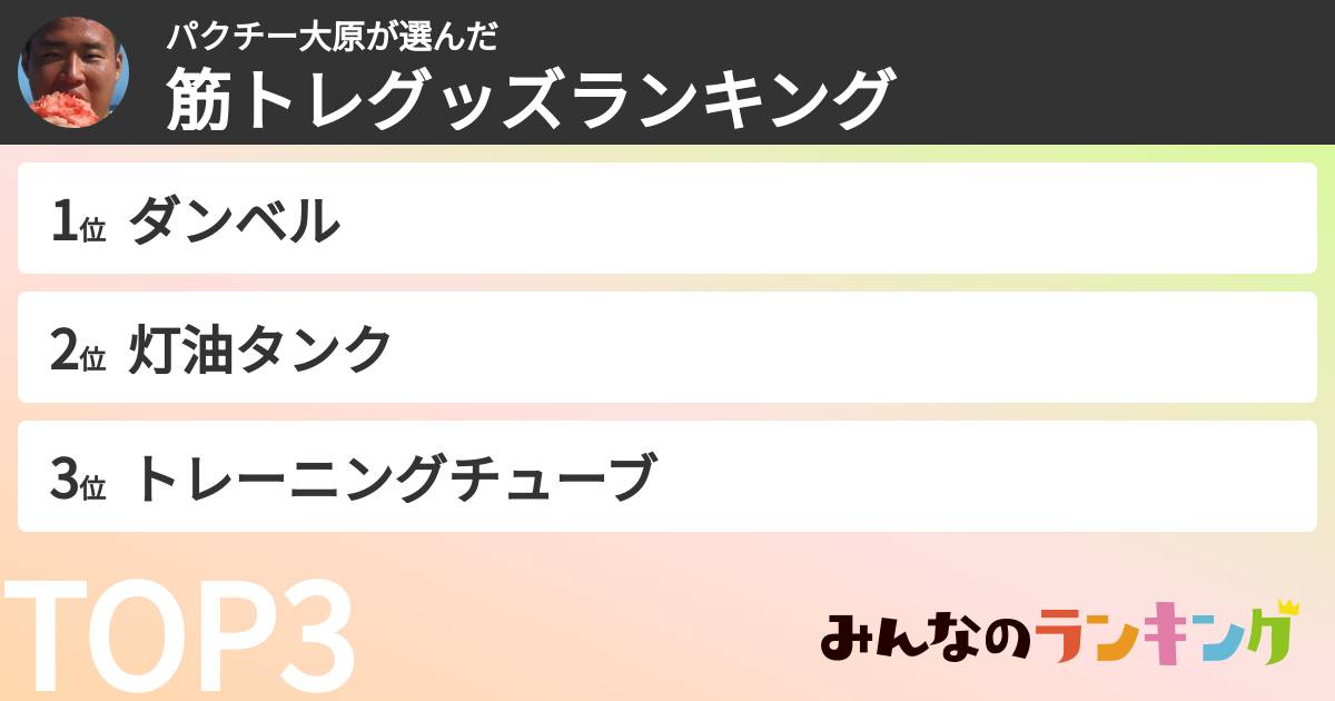 パクチー大原さんの「筋トレグッズランキング」