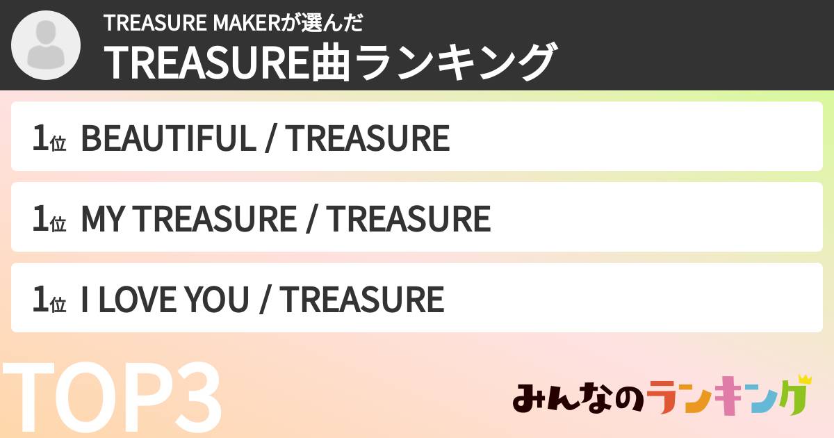 TREASURE MAKERさんの「TREASURE曲ランキング」