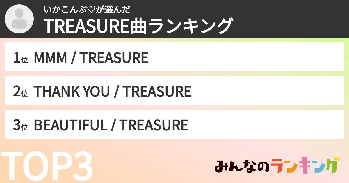 いかこんぶ♡さんの「TREASURE曲ランキング」