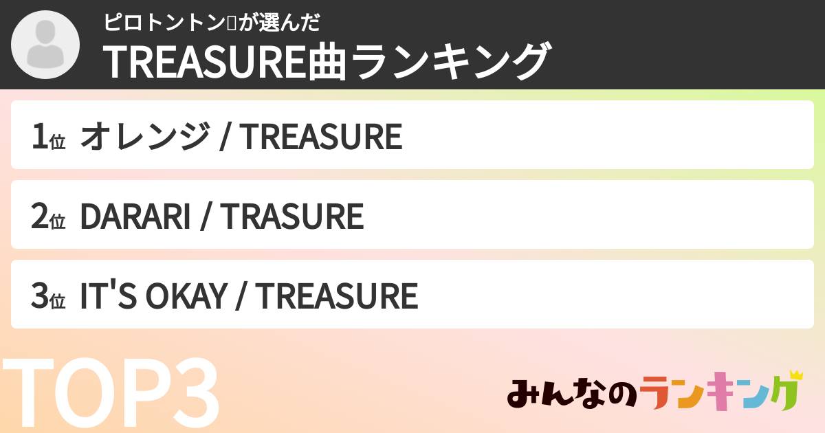 ピロトントン🐰さんの「TREASURE曲ランキング」