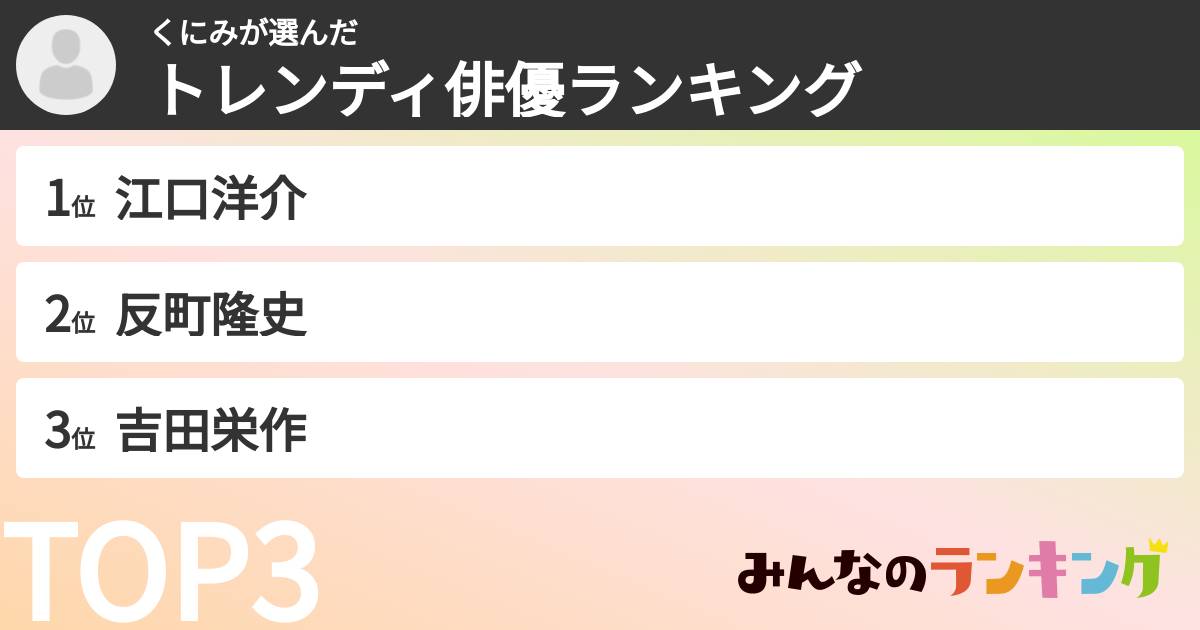 くにみさんの「トレンディ俳優ランキング」
