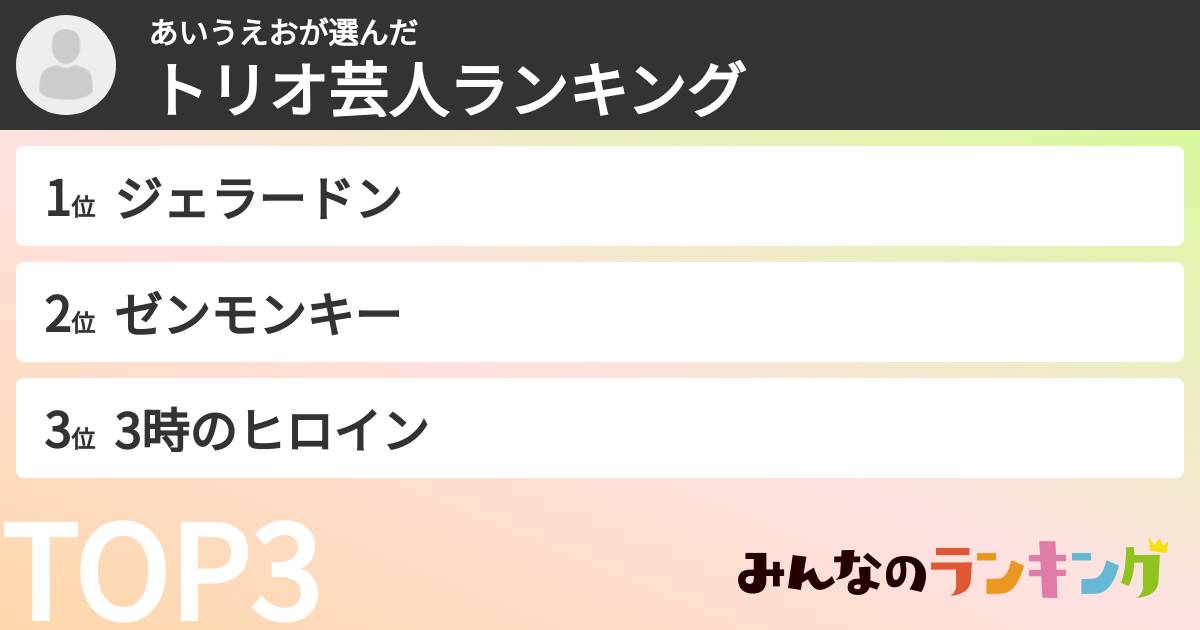 あいうえおさんの「トリオ芸人ランキング」