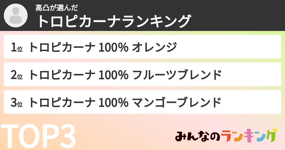 高凸さんの「トロピカーナランキング」