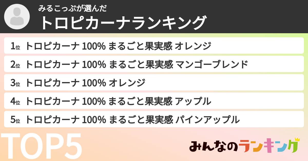みるこっぷさんの「トロピカーナランキング」