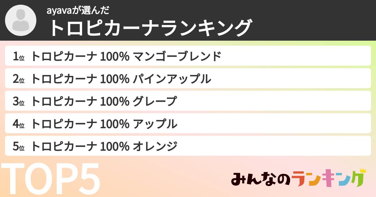 ayavaさんの「トロピカーナランキング」