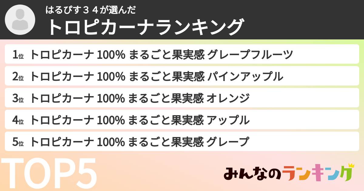はるぴす３４さんの「トロピカーナランキング」