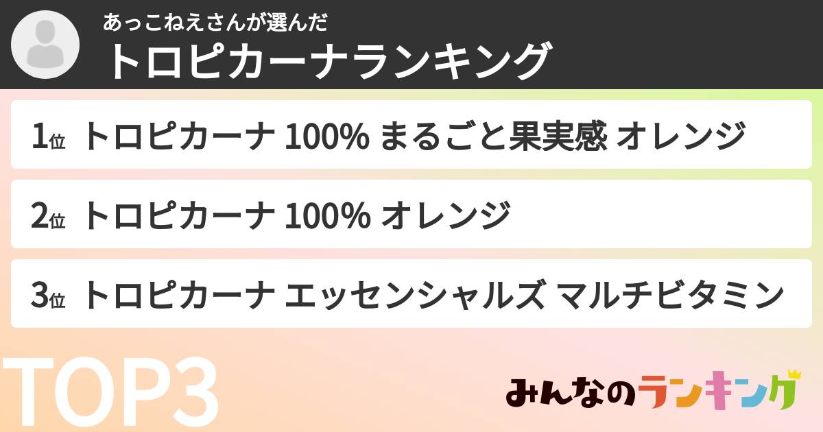 あっこねえさんさんの「トロピカーナランキング」