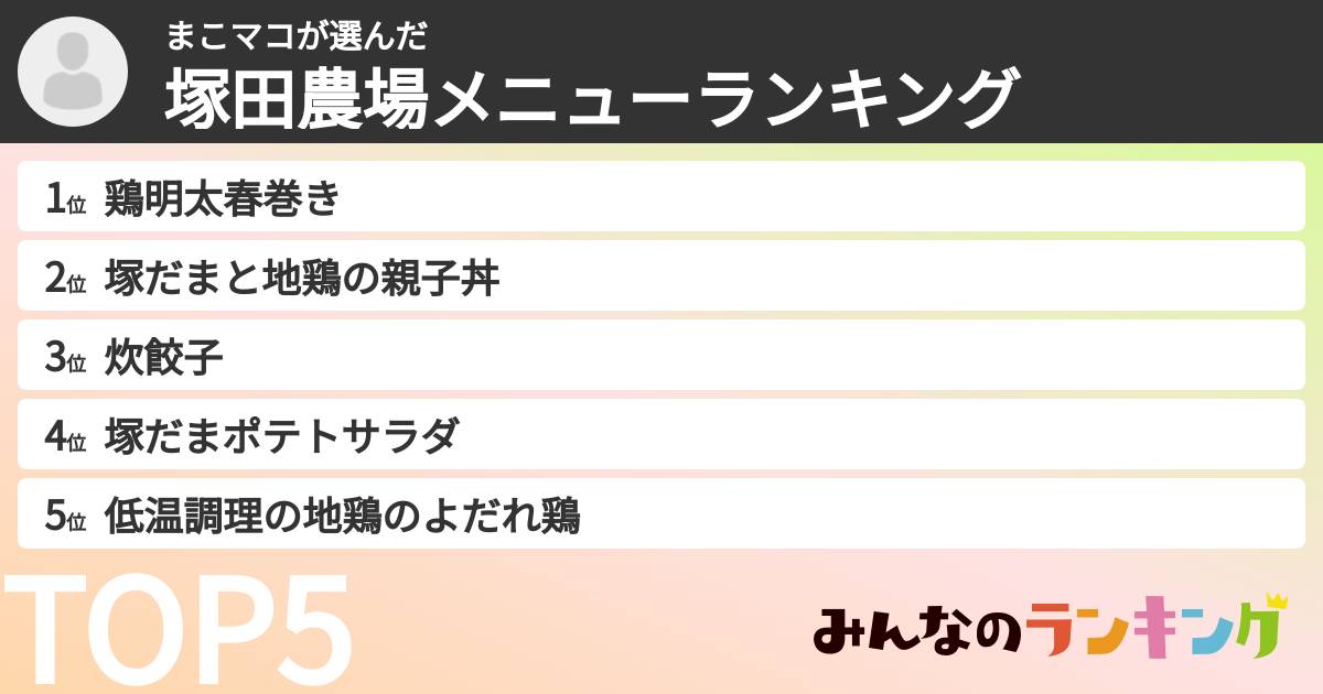 まこマコさんの「塚田農場メニューランキング」