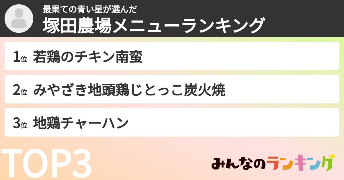 最果ての青い星さんの「塚田農場メニューランキング」