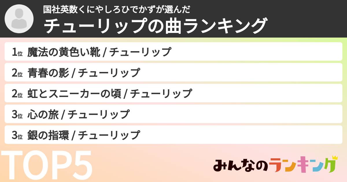 国社英数くにやしろひでかずさんの「チューリップの曲ランキング」