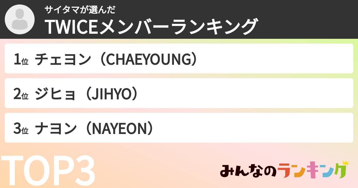 サイタマさんの「TWICEメンバーランキング」