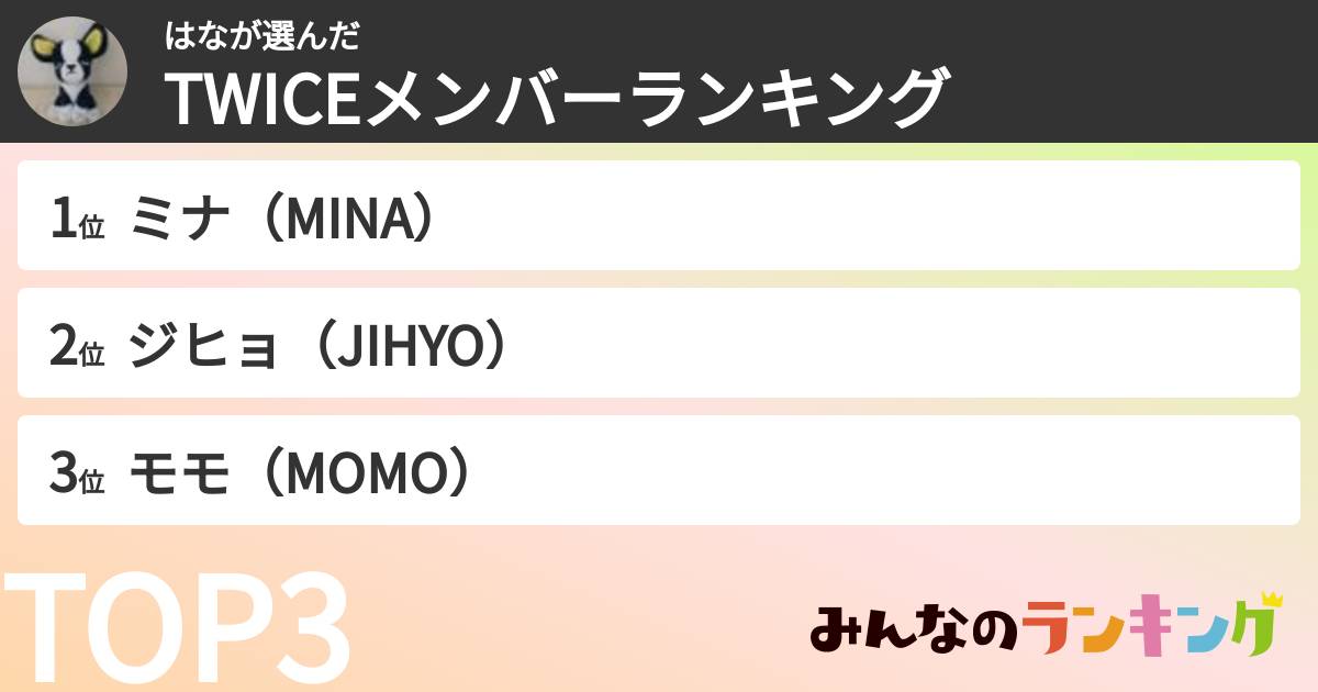 はなさんの「TWICEメンバーランキング」