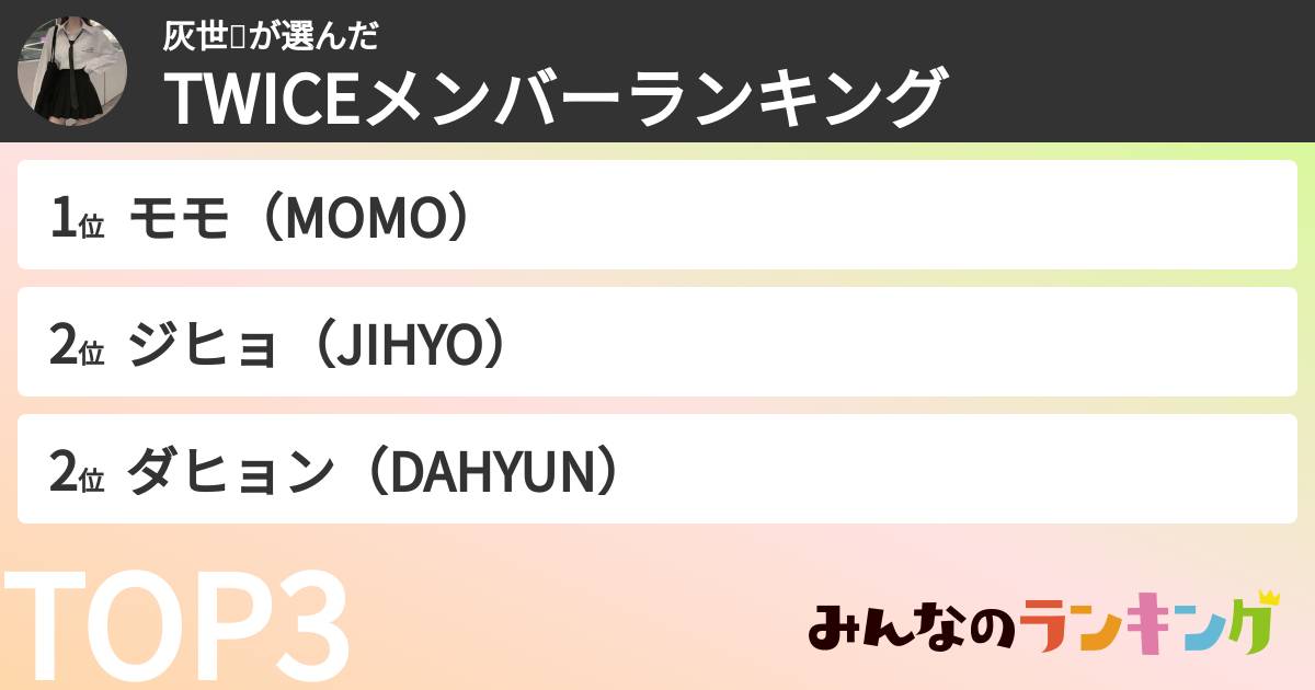 灰世❕さんの「TWICEメンバーランキング」