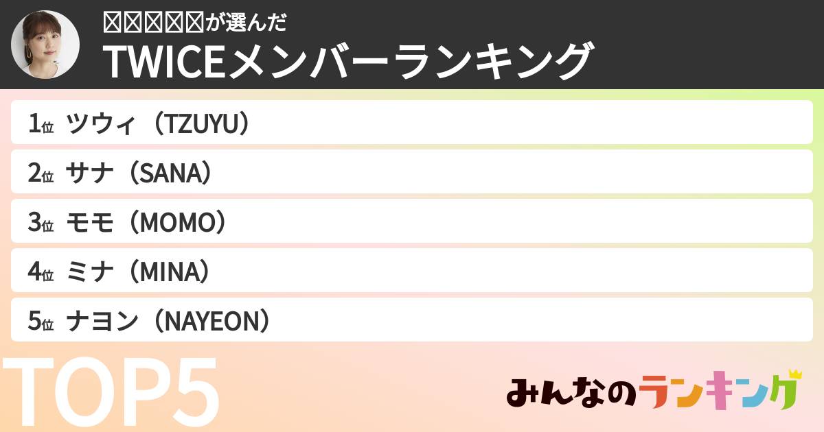 𝐾𝑎𝑟𝑖𝑛さんの「TWICEメンバーランキング」
