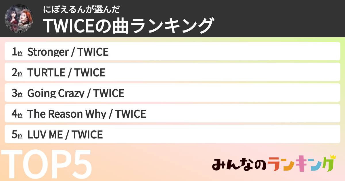 にぼえるんさんの「TWICEの曲ランキング」