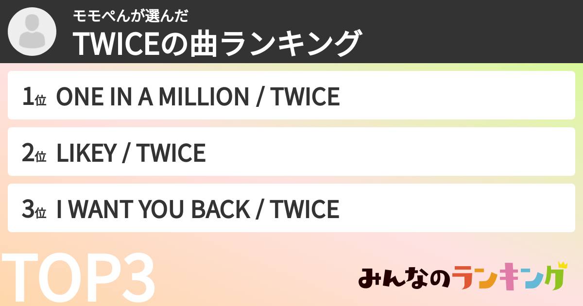 モモぺんさんの「TWICEの曲ランキング」