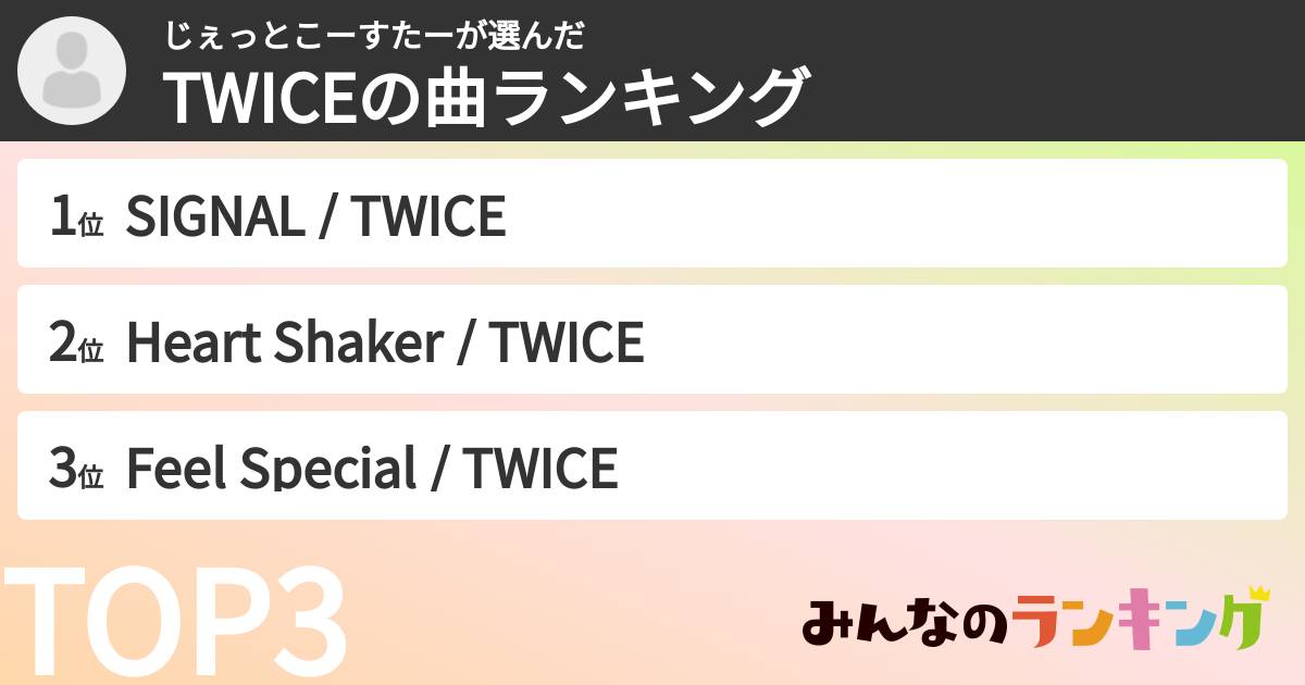 じぇっとこーすたーさんの「TWICEの曲ランキング」