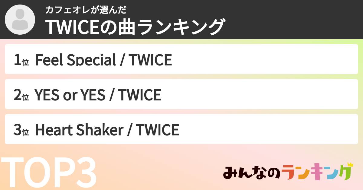 カフェオレさんの「TWICEの曲ランキング」