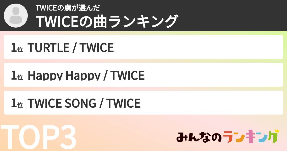 TWICEの虜さんの「TWICEの曲ランキング」