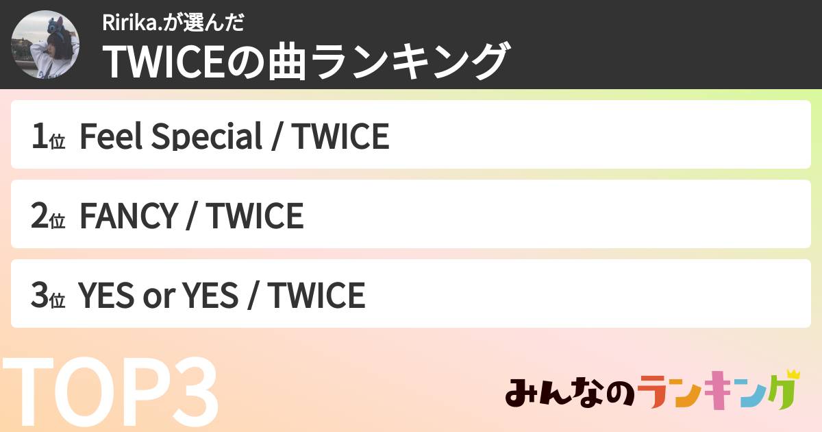 Ririka.さんの「TWICEの曲ランキング」