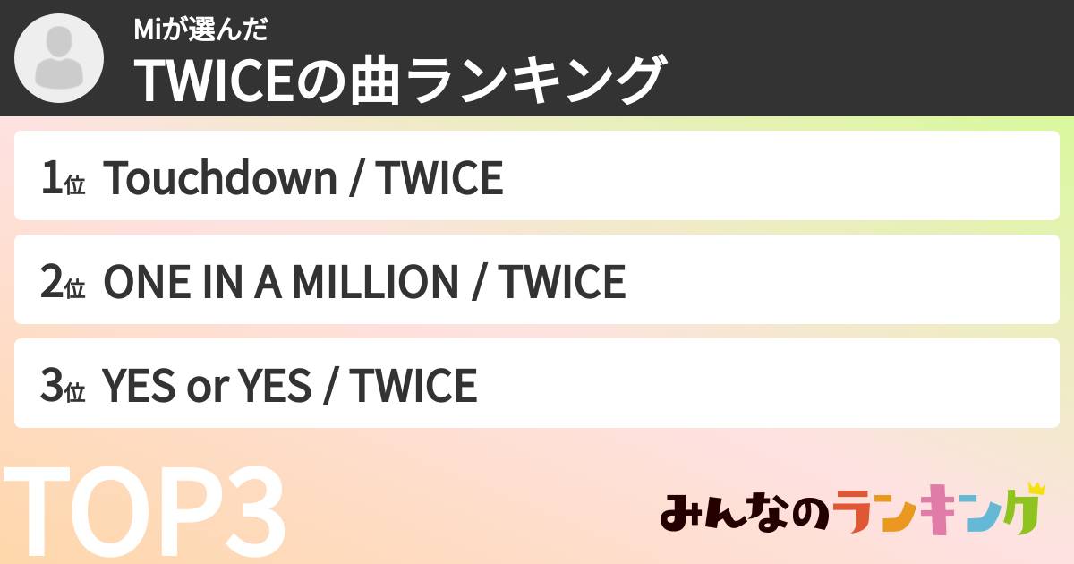 Miさんの「TWICEの曲ランキング」