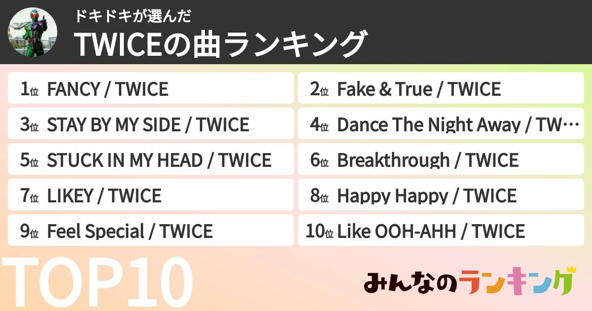 ドキドキさんの「TWICEの曲ランキング」