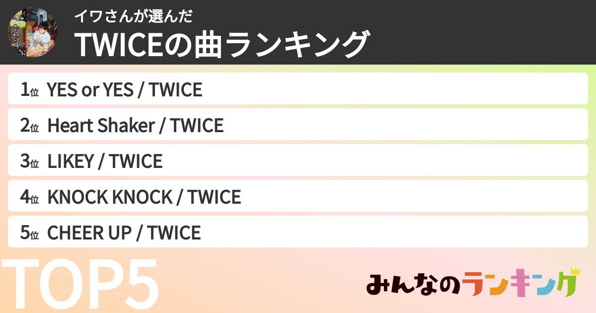 イワさんさんの「TWICEの曲ランキング」