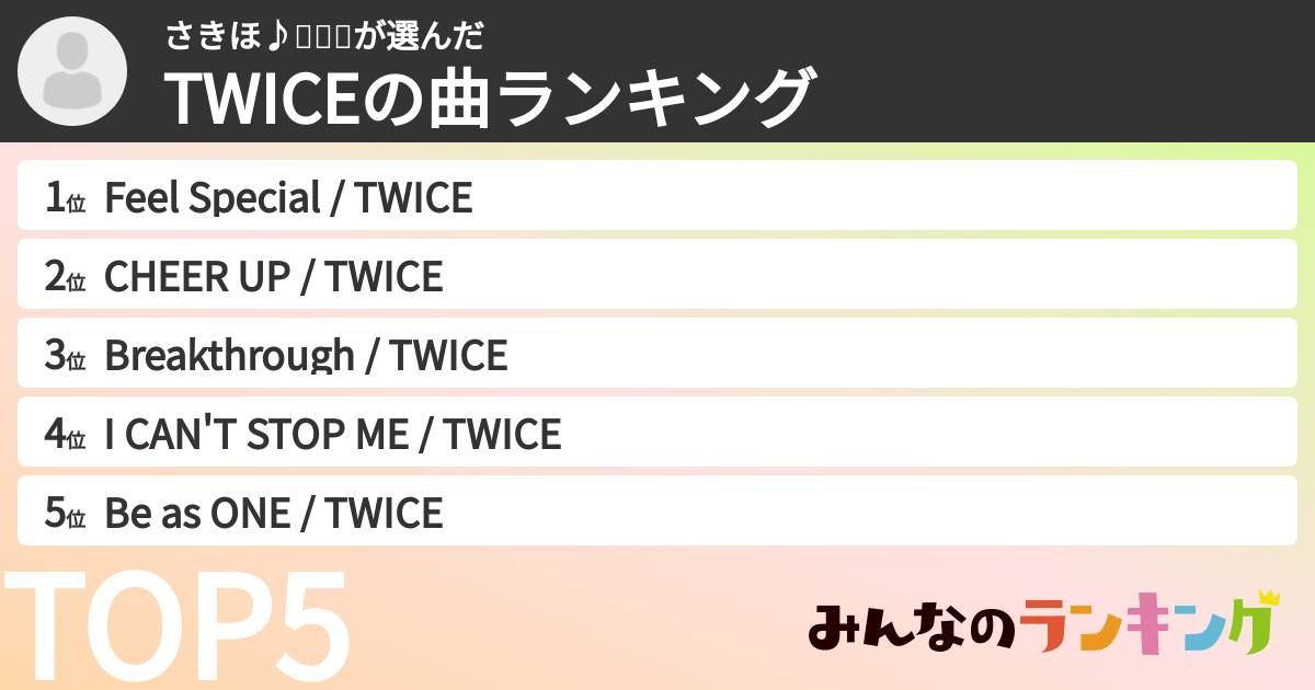 さきほ♪사키호さんの「TWICEの曲ランキング」
