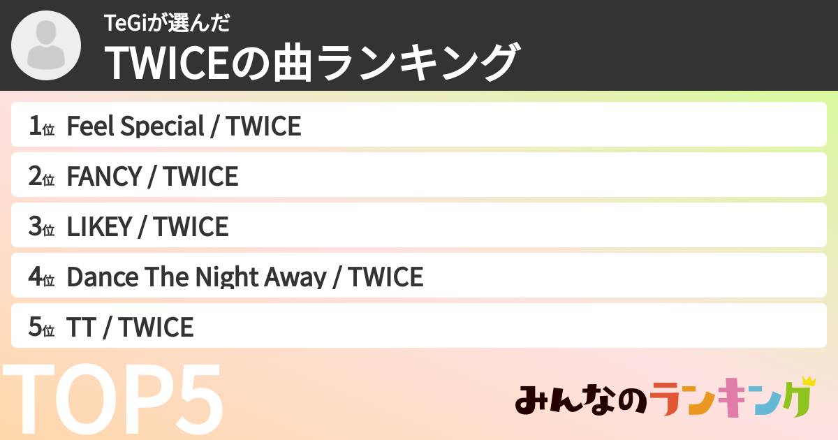 TeGiさんの「TWICEの曲ランキング」