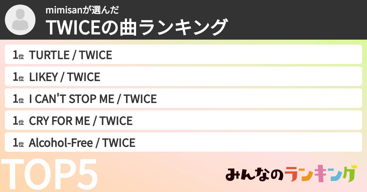 mimisanさんの「TWICEの曲ランキング」