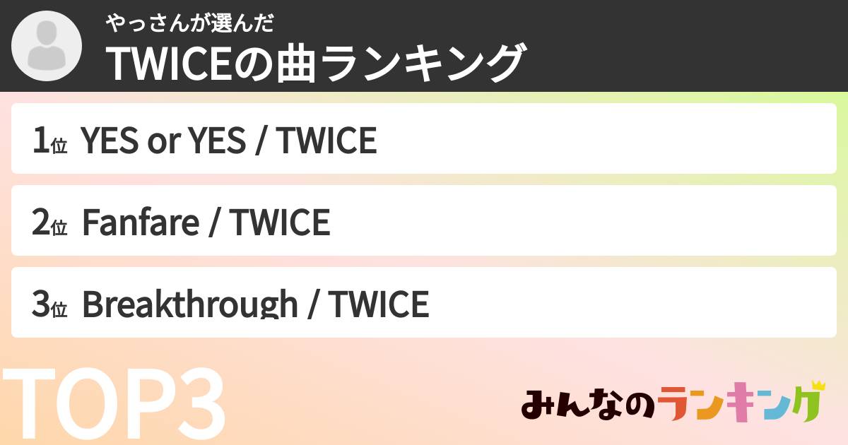 やっさんさんの「TWICEの曲ランキング」