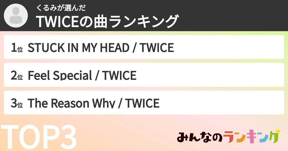 くるみさんの「TWICEの曲ランキング」