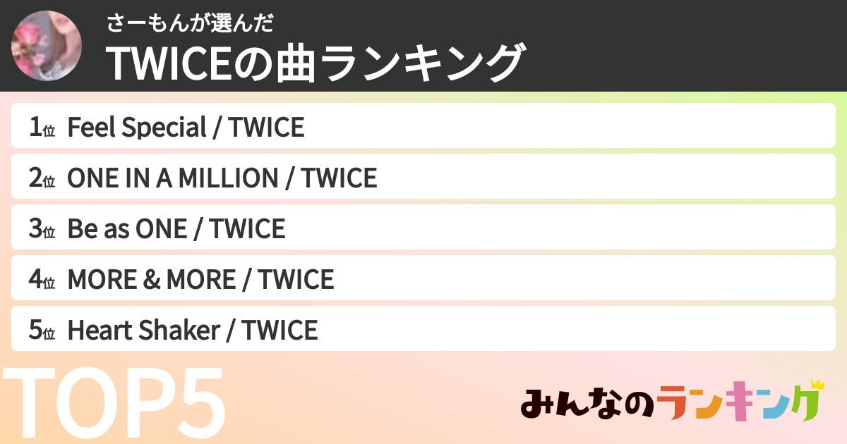 さーもんさんの「TWICEの曲ランキング」