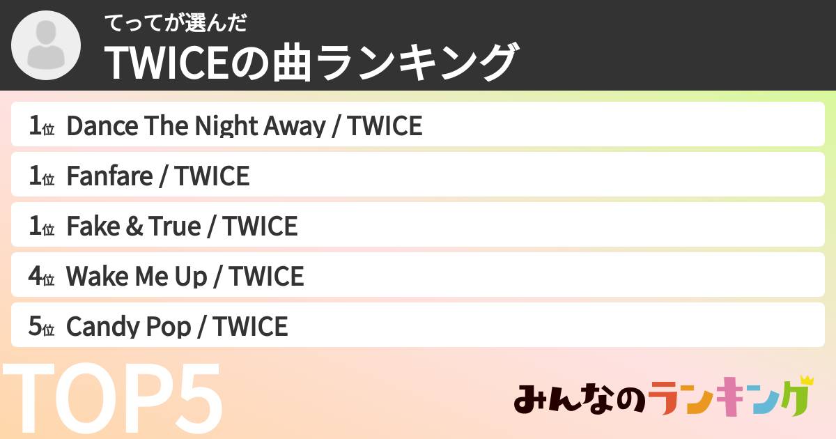 てってさんの「TWICEの曲ランキング」