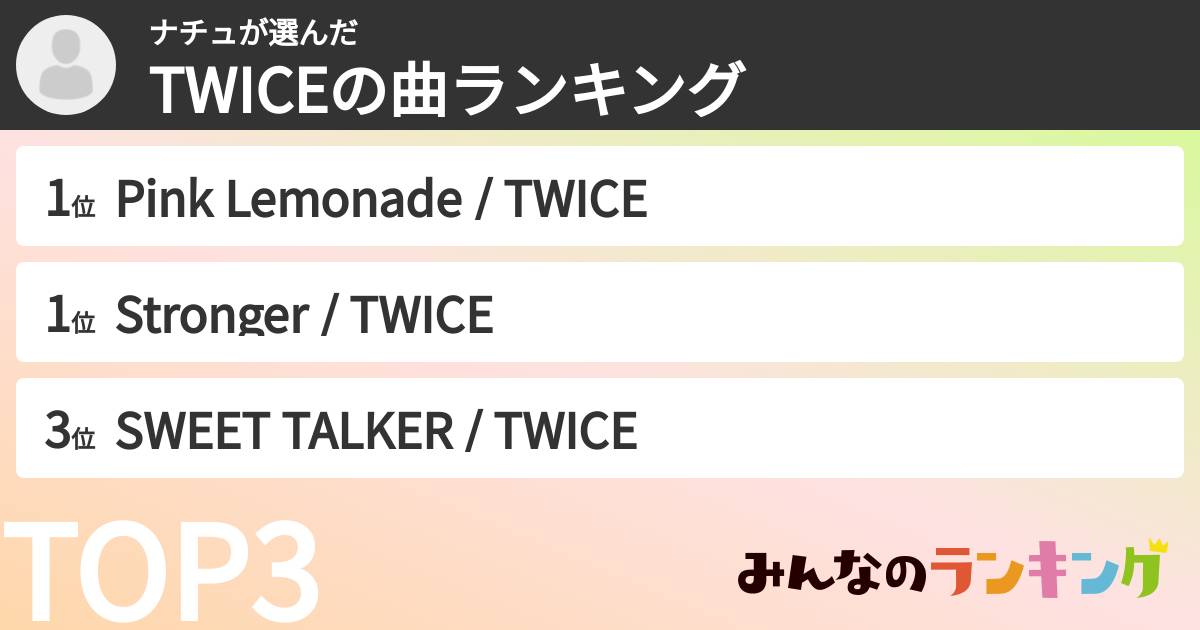 ナチュさんの「TWICEの曲ランキング」