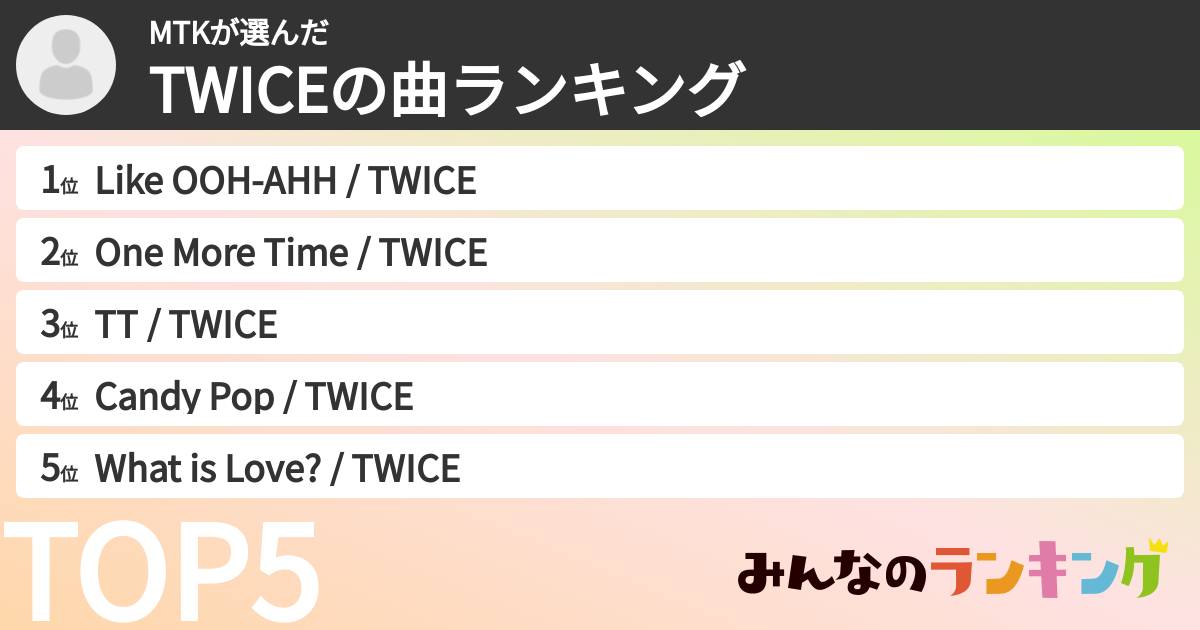MTKさんの「TWICEの曲ランキング」
