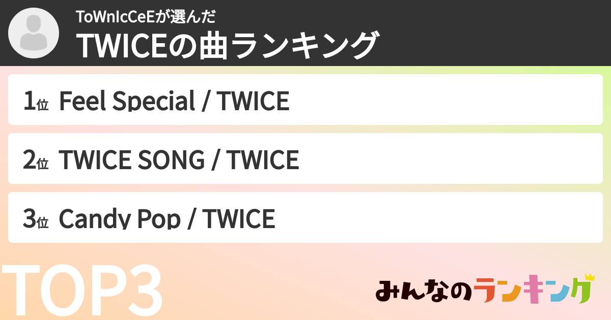 ToWnIcCeEさんの「TWICEの曲ランキング」