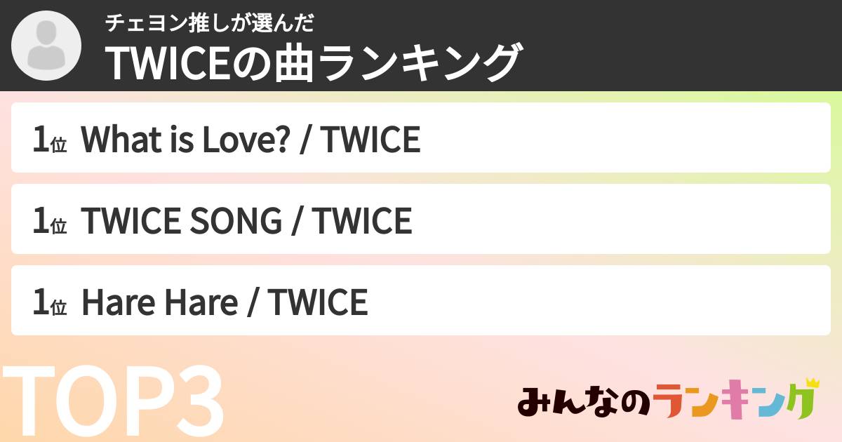 チェヨン推しさんの「TWICEの曲ランキング」