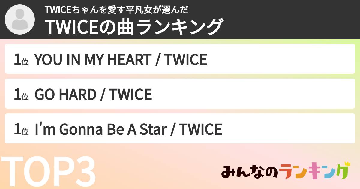 TWICEちゃんを愛す平凡女さんの「TWICEの曲ランキング」