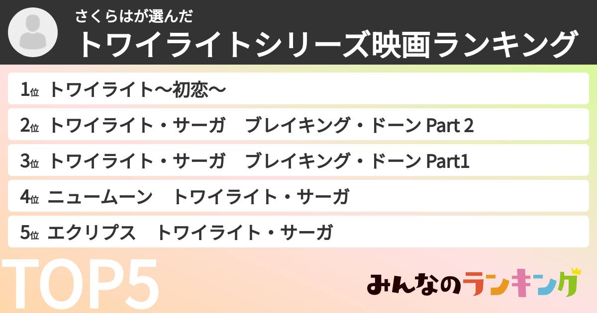 さくらはさんの「トワイライトシリーズ映画ランキング」