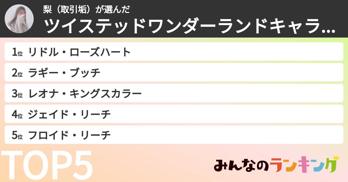 梨(取引垢)さんの「ツイステッドワンダーランドキャラランキング」