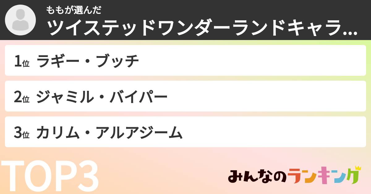 ももさんの「ツイステッドワンダーランドキャラランキング」