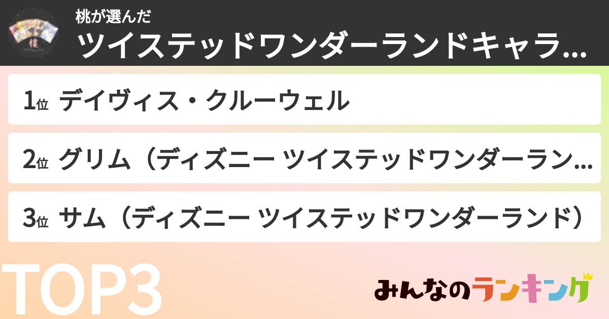 桃さんの「ツイステッドワンダーランドキャラランキング」