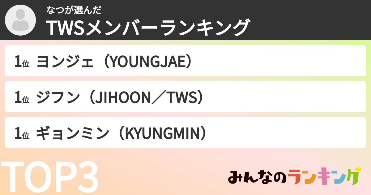 なつさんの「TWSメンバーランキング」
