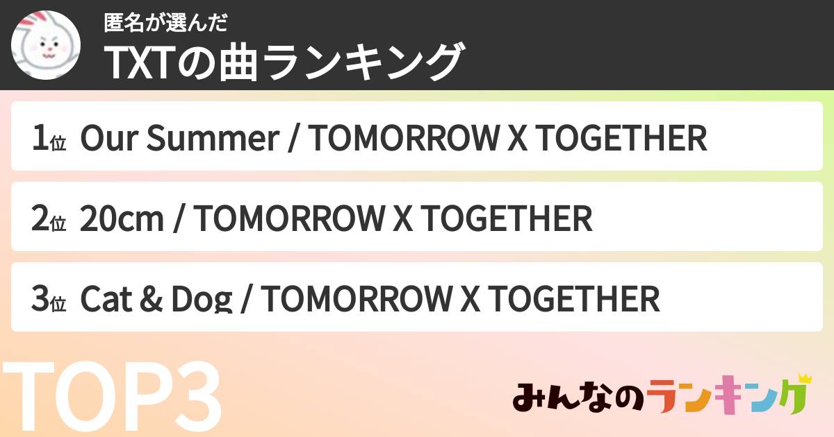 匿名さんの「TXTの曲ランキング」