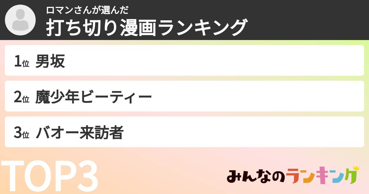 ロマンさんさんの「打ち切り漫画ランキング」