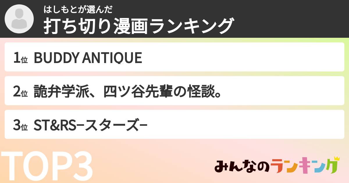 はしもとさんの「打ち切り漫画ランキング」
