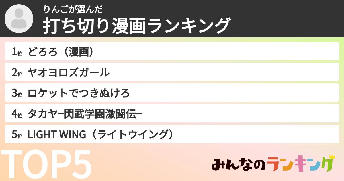 りんごさんの「打ち切り漫画ランキング」