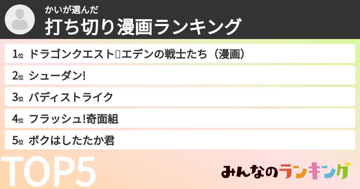 かいさんの「打ち切り漫画ランキング」
