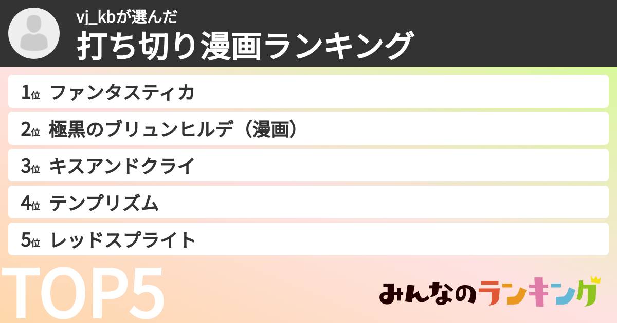 vj_kbさんの「打ち切り漫画ランキング」